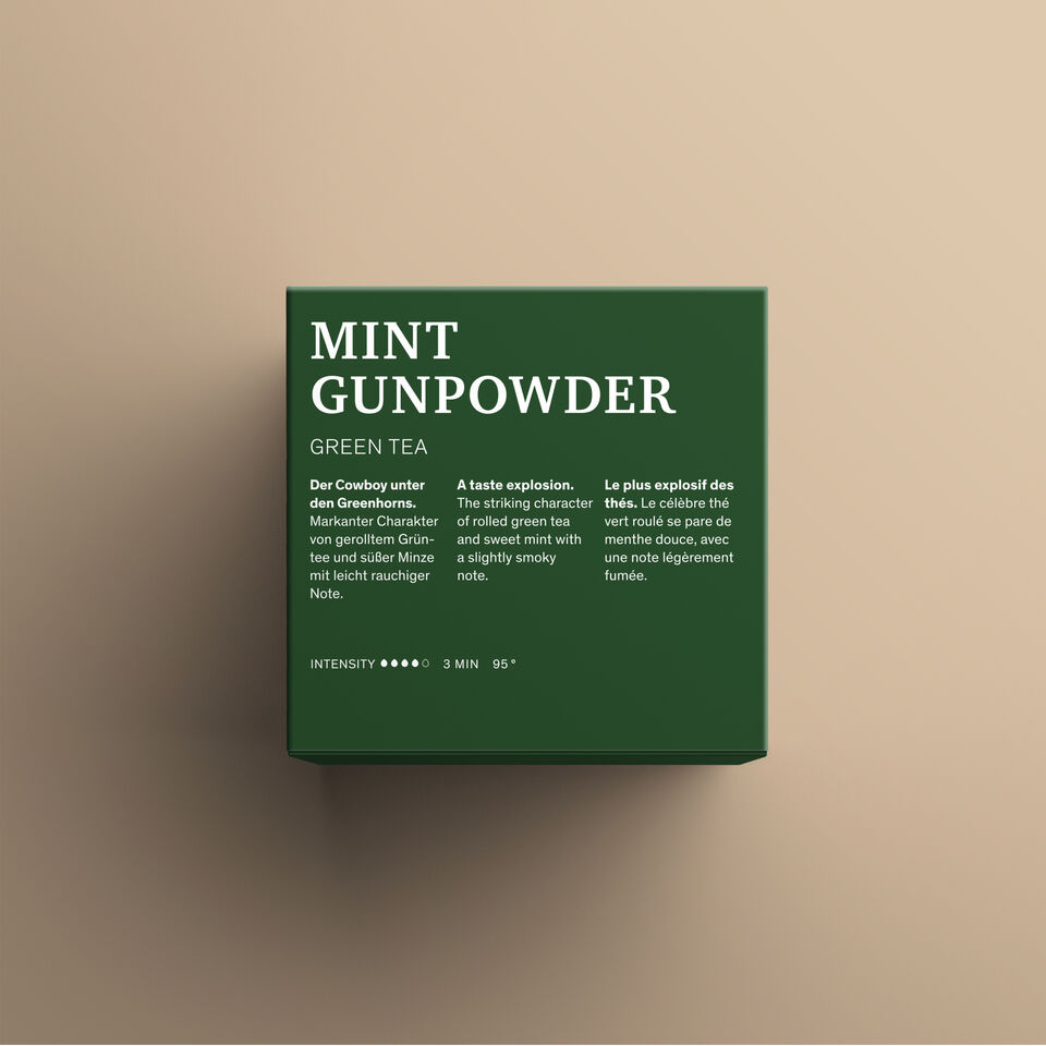 Mint Gunpowder Teeverpackung Rückseite